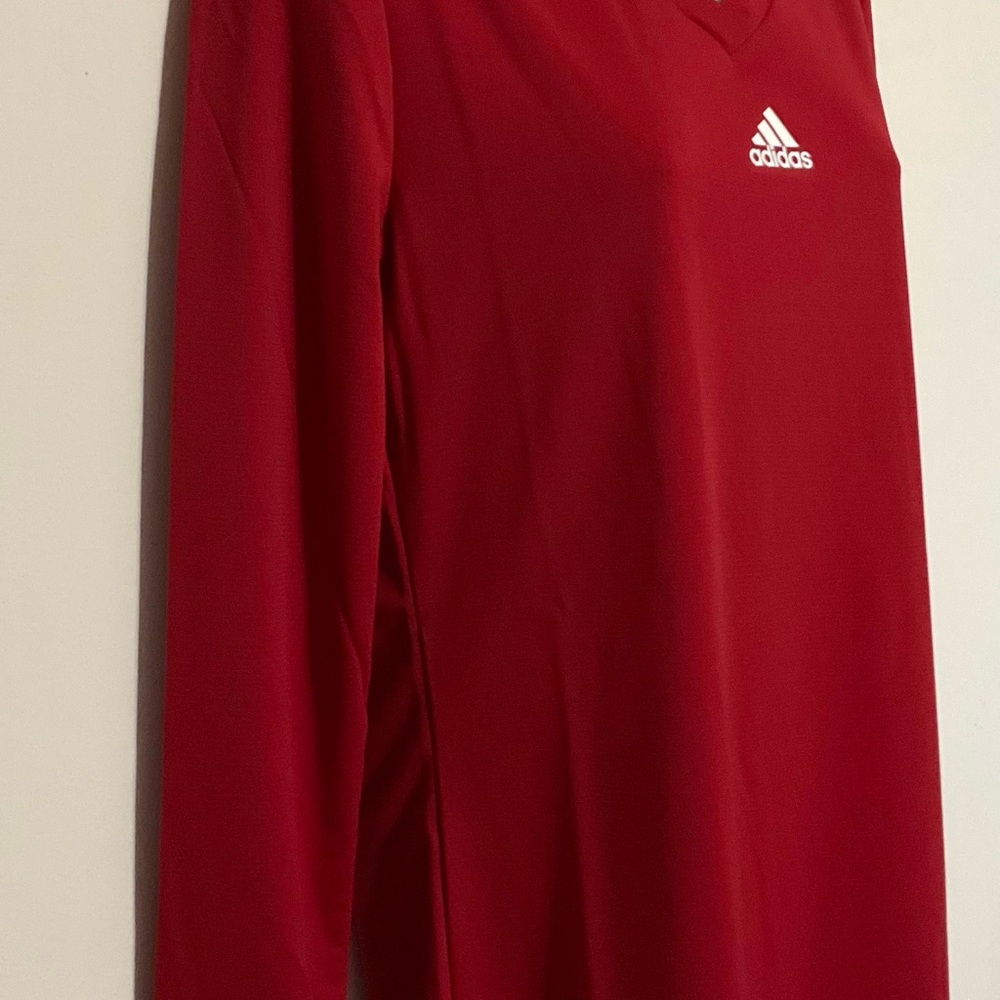 Adidas Red Long Sleeve Tee shirt large Aeroready pregame - Picture 2 of 9